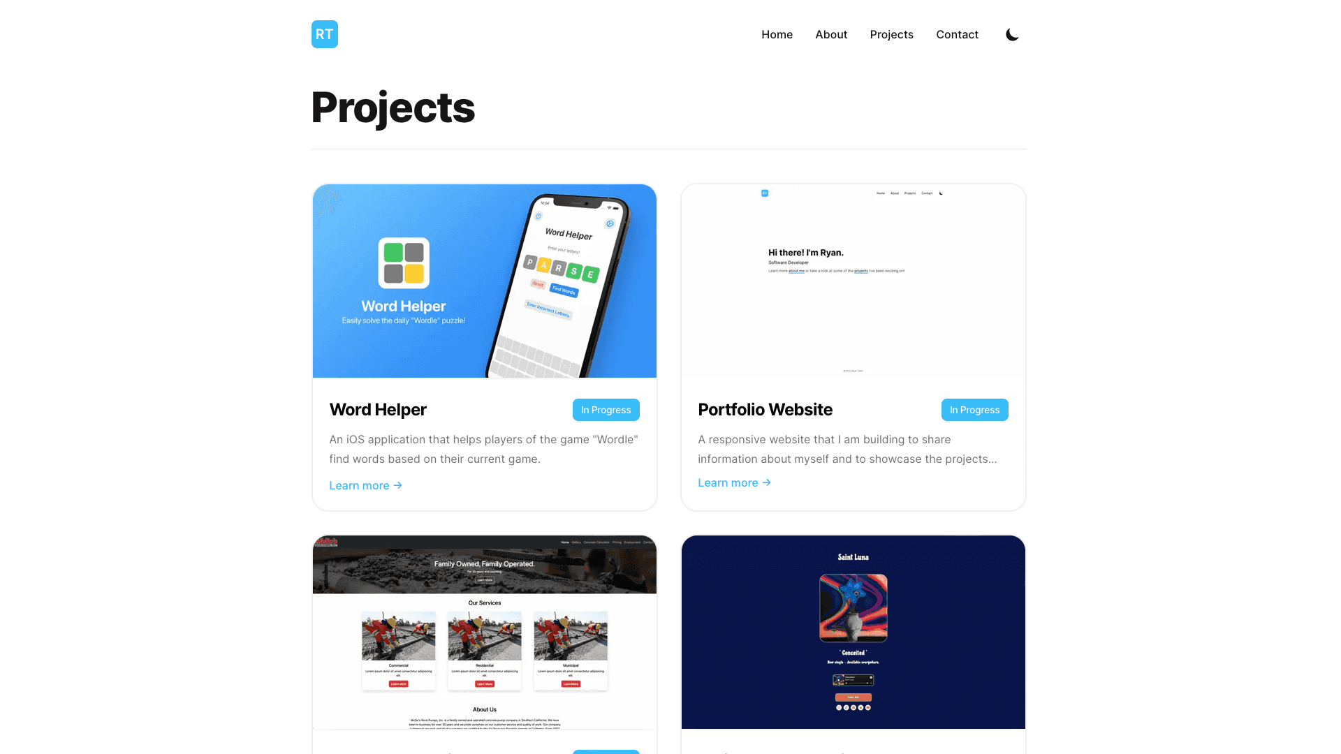 Screenshot of Portfolio Website