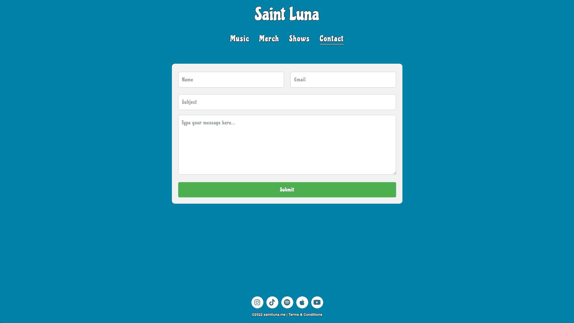 Screenshot of "Saint Luna" Website